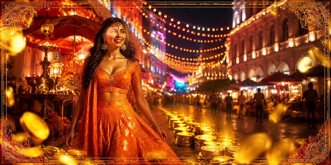 Night market with entertainment and casino atmosphere at Connaught Place Delhi