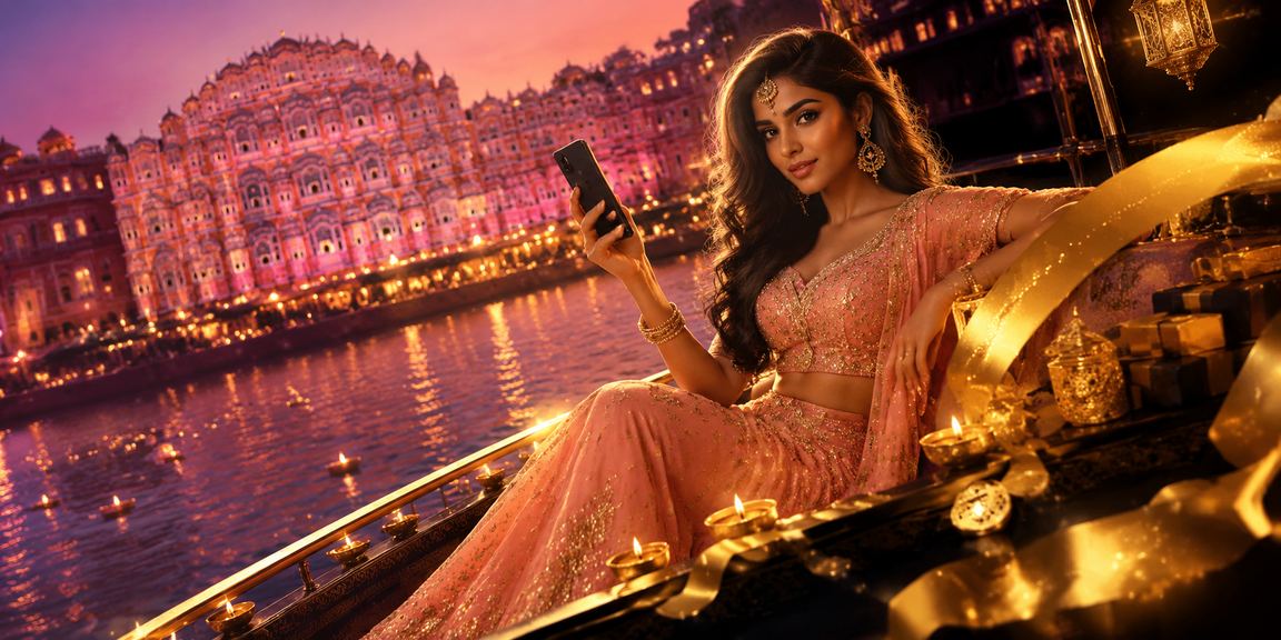 Diwali Festival scene with cashback bonus celebration in Jaipur